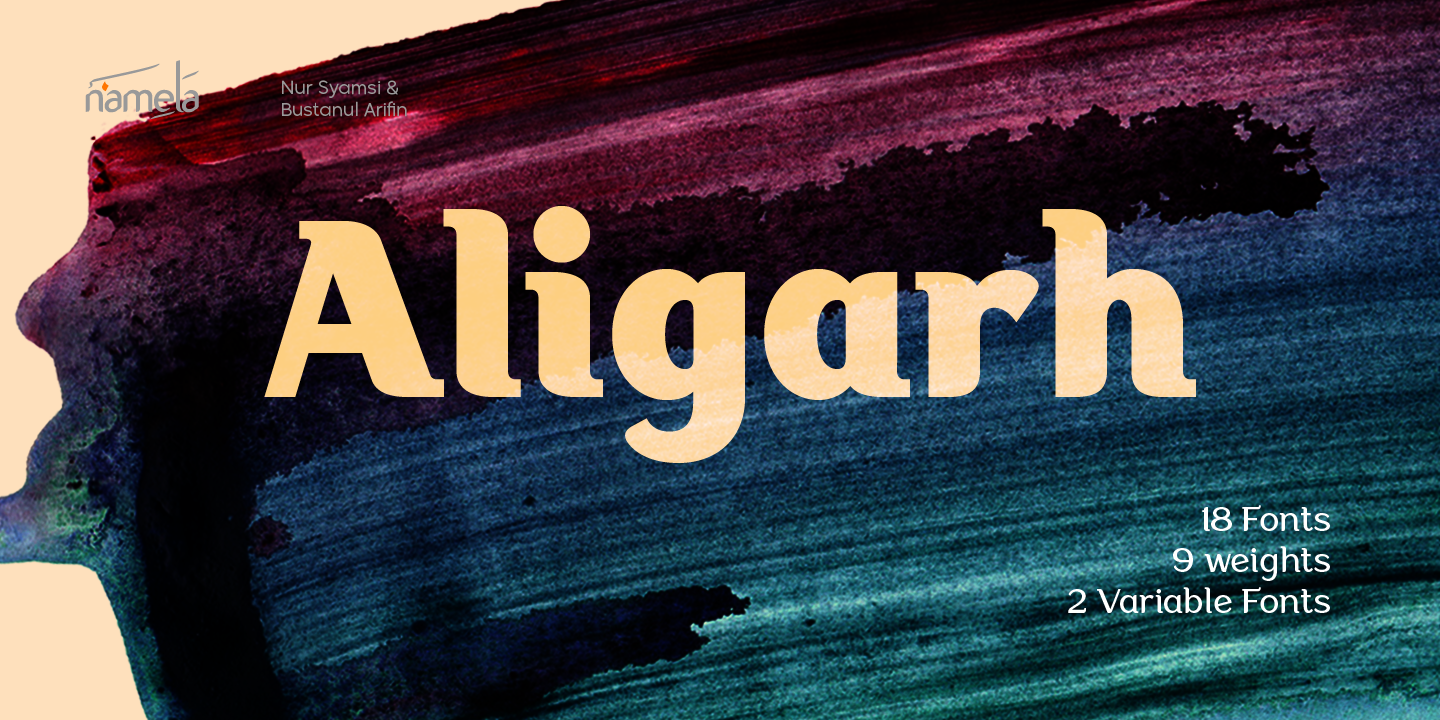 Beispiel einer Aligarh Extra Light-Schriftart